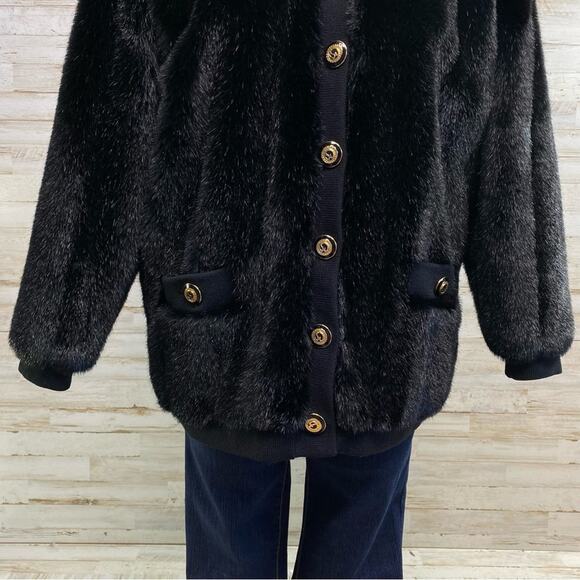 St. John Collection by Marie Gray Faux Fur Jacket Vest Womens Size XS Black - Picture 7 of 16